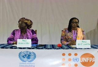 De gauche à droite: Mme Margueritte RAMADAN, Ministre de la PGPFFE et Dr Edwige ADEKAMBI, Représentante a.i de UNFPA